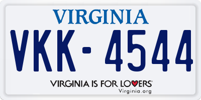 VA license plate VKK4544