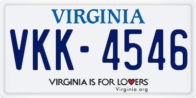 VA license plate VKK4546