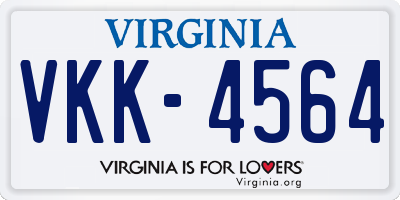 VA license plate VKK4564