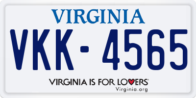 VA license plate VKK4565