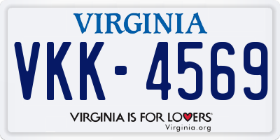 VA license plate VKK4569