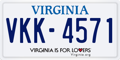 VA license plate VKK4571