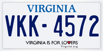 VA license plate VKK4572