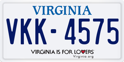 VA license plate VKK4575