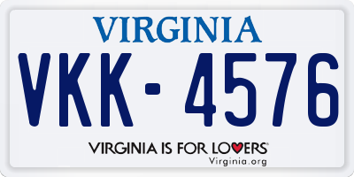 VA license plate VKK4576