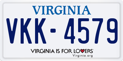 VA license plate VKK4579