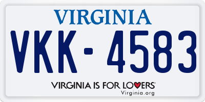 VA license plate VKK4583