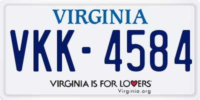 VA license plate VKK4584
