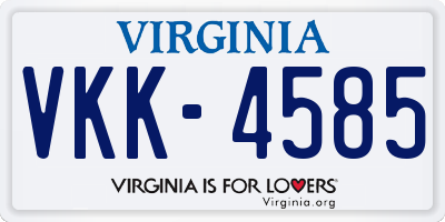 VA license plate VKK4585