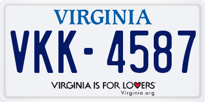 VA license plate VKK4587
