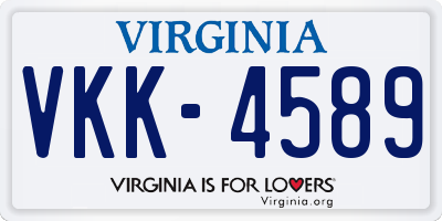 VA license plate VKK4589
