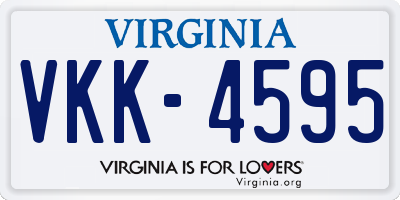 VA license plate VKK4595