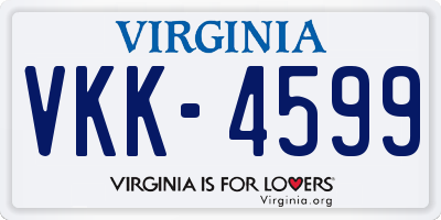 VA license plate VKK4599