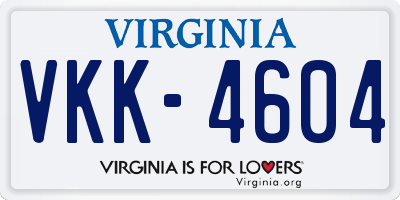 VA license plate VKK4604