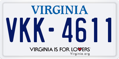 VA license plate VKK4611