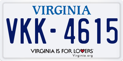 VA license plate VKK4615