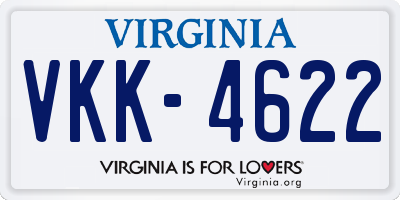 VA license plate VKK4622