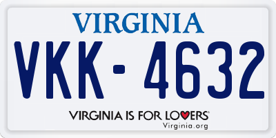 VA license plate VKK4632