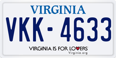VA license plate VKK4633