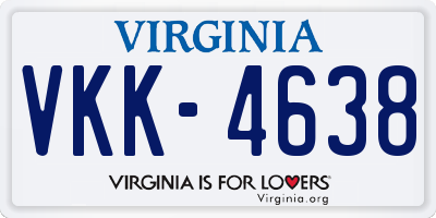 VA license plate VKK4638