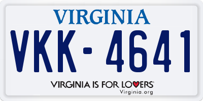VA license plate VKK4641