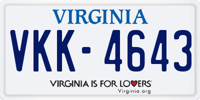 VA license plate VKK4643