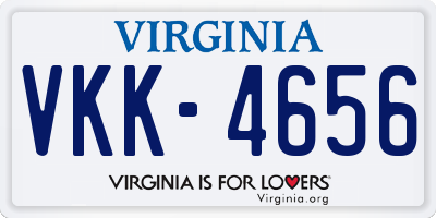 VA license plate VKK4656