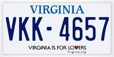 VA license plate VKK4657