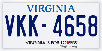 VA license plate VKK4658