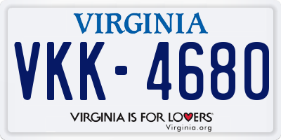 VA license plate VKK4680