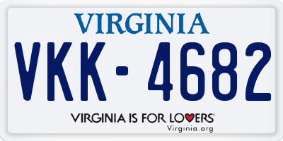 VA license plate VKK4682
