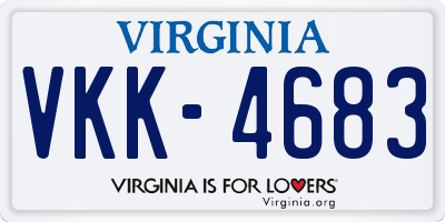 VA license plate VKK4683