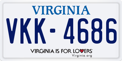 VA license plate VKK4686