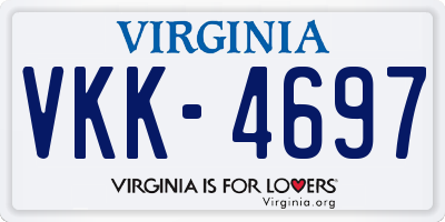 VA license plate VKK4697