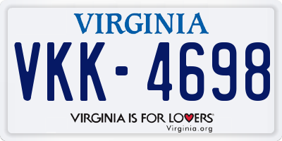 VA license plate VKK4698