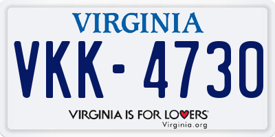 VA license plate VKK4730