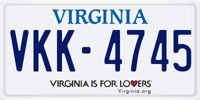 VA license plate VKK4745
