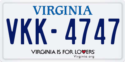 VA license plate VKK4747