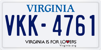 VA license plate VKK4761