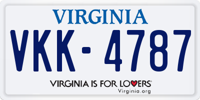 VA license plate VKK4787