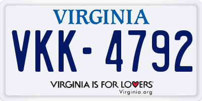 VA license plate VKK4792
