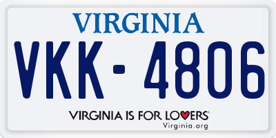 VA license plate VKK4806