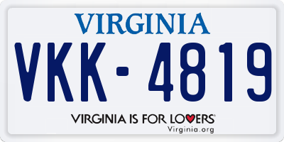 VA license plate VKK4819