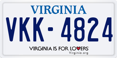 VA license plate VKK4824