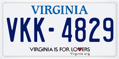 VA license plate VKK4829