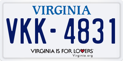 VA license plate VKK4831