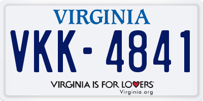 VA license plate VKK4841