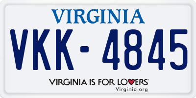 VA license plate VKK4845