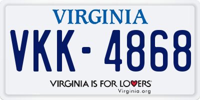VA license plate VKK4868