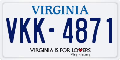 VA license plate VKK4871